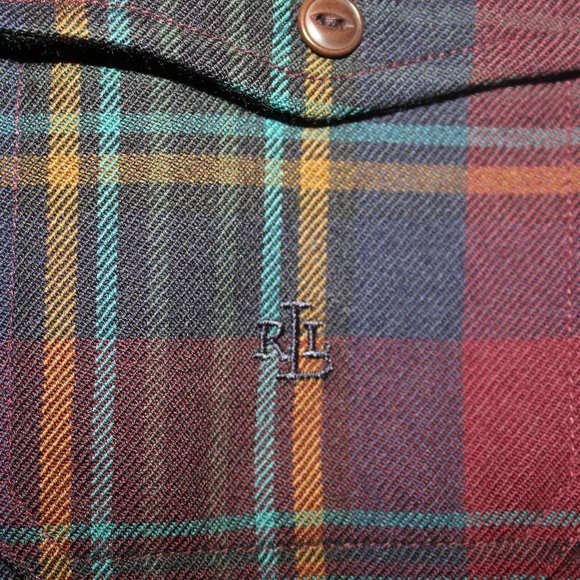 Ralph Lauren zip-up plaid flannel jacket 100% wool shell - Picture 6 of 8